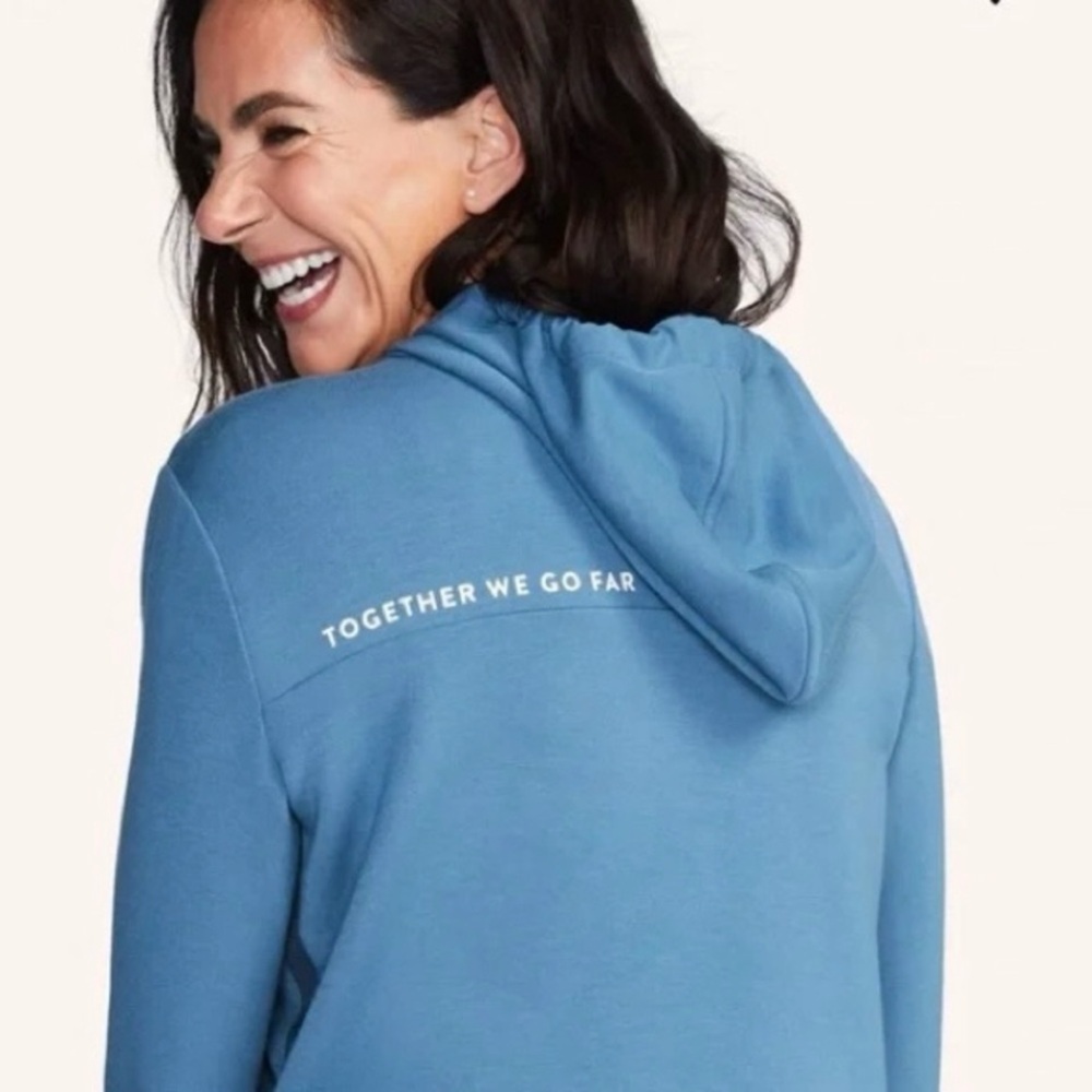 Peloton Blue Satin Paneled Pullover Hoodie